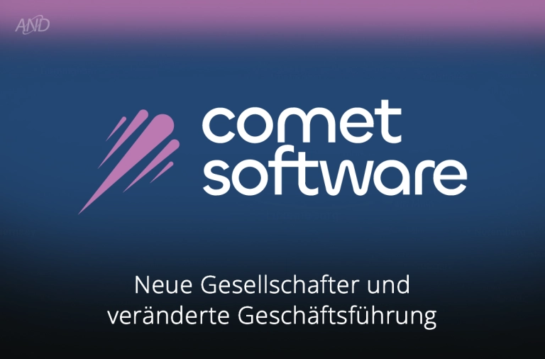 Titelbild mit dem Logo von comet software und dem Schriftzug "Neue Gesellschafter und veränderte Geschäftsführung"