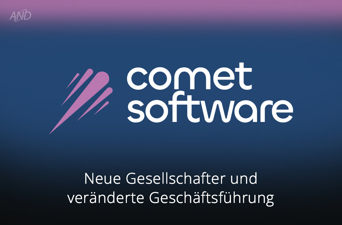 Titelbild mit dem Logo von comet software und dem Schriftzug "Neue Gesellschafter und veränderte Geschäftsführung"